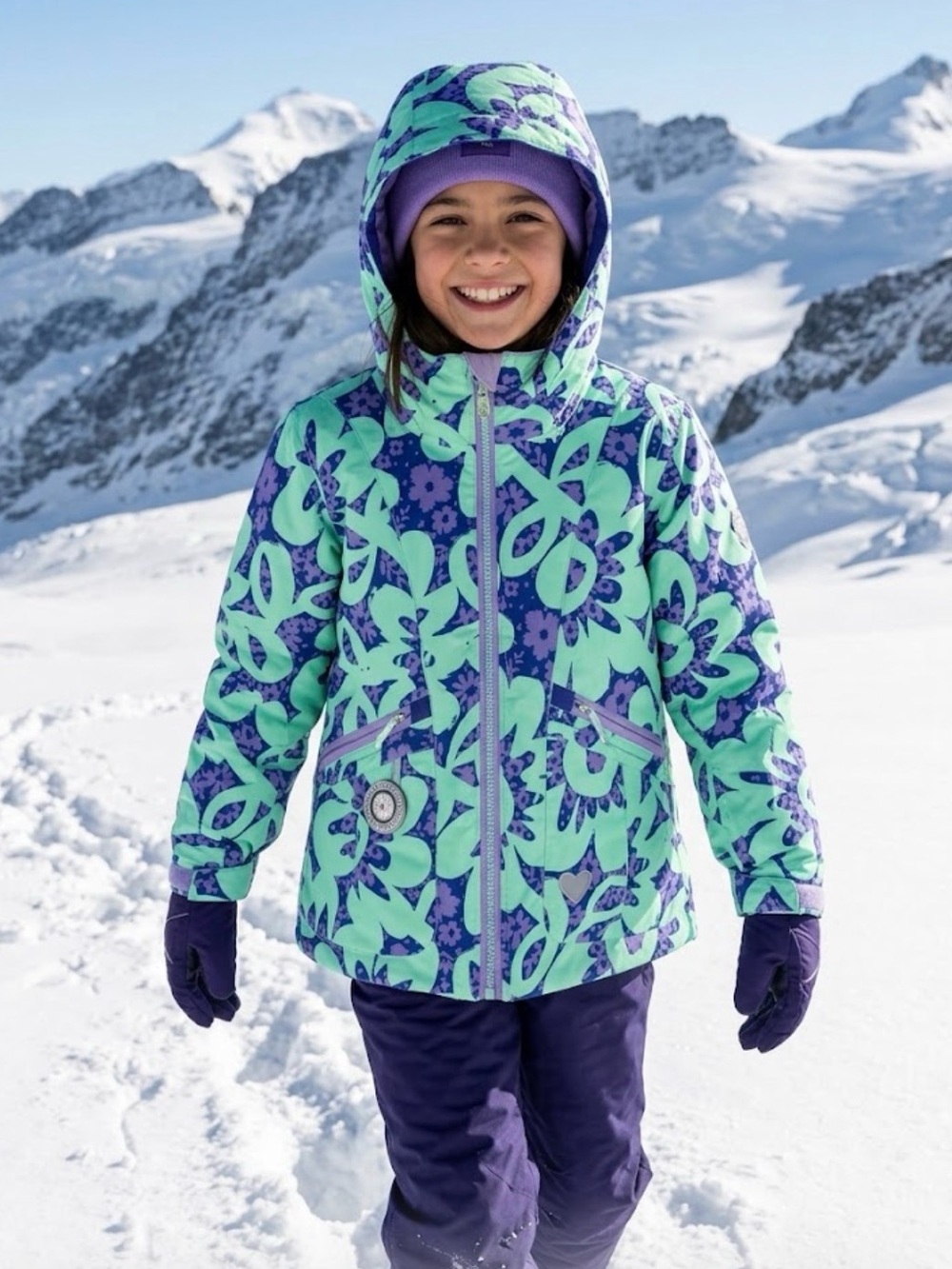 Obermeyer mint & Purple Floral Winter Jacket - Brand